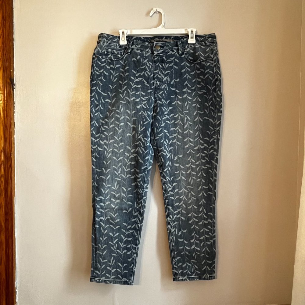 Soft Surroundings | Jeans with Floral Leaf Pattern